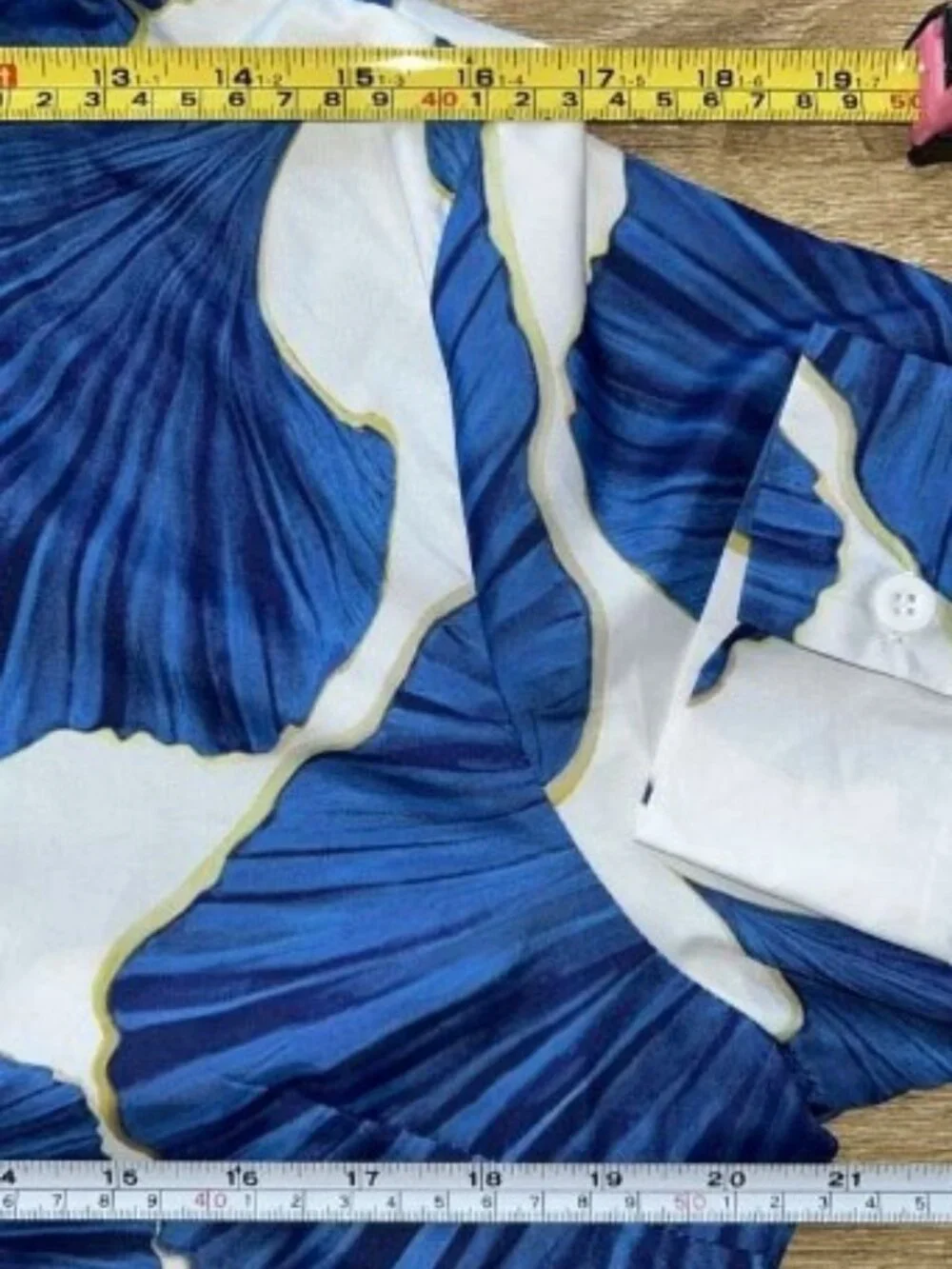 Elegant Blue Floral Shirt Long Sleeve Midi - Picture 4 of 7